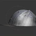 Blue Gray Geometric Pattern Woven Hat With Flat Brim And Front Label Detail 3d model