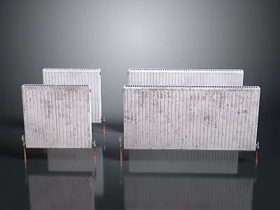 White Metal Radiators For Home Heating With Modern Design And Different Sizes 3d model