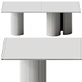 Modern Glass Top Table Featuring Cylindrical Support Columns And Sleek Design 3d model