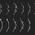 Various Decorative Bows As Traditional Weapons With Intricate Designs And Styles