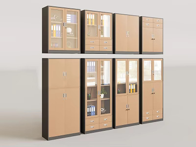 Modern Office Bookcase with Glass Doors Drawers and Multiple Storage Compartments 3d model