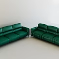 Green Leather Irregular Shaped Sofa Set In Modern Living Room Interior 3d model