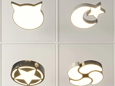 Cute Ceiling Lights with Cat Ear Moon Star Cloud Shapes for Children Bedroom 3d model