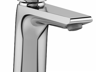 Sleek Polished Chrome Modern Faucet with Single Handle and Smooth Spout Design 3d model