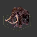 Realistic Brown Mammoth Sculpture With Long Curved Tusks Standing On Dark Surface