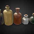 Medical Glass Bottles With Various Colors Shapes Cork Stoppers And Labels