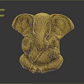 Golden Ganesha Statue In Sitting Posture With Elephant Ears And Trunk