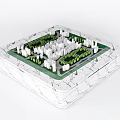 Professional Commercial Equipment For Architectural Model With Square Base Green Areas And White Buildings