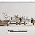 Modern Sofa And Coffee Table Set With Woven Accent Chair Decorative Pillows And Side Tables