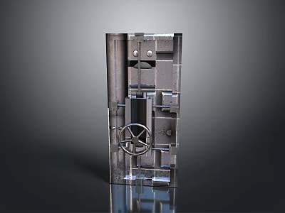 Heavy Duty Metal Gate With Bolted Panels Circular Wheel Handle And Industrial Style 3d model
