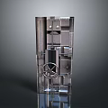 Heavy Duty Metal Gate With Bolted Panels Circular Wheel Handle And Industrial Style