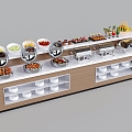 Modern buffet table seasonings table food fruit bar tableware 3d model