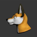 Cartoon Fox Head 3D Model With Yellow White Fur Blue Eyes And Friendly Expression