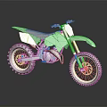 Green Dirt Bike With Black Seat White Fenders And Red Rimmed Wide Tires