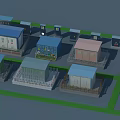 Industrial Equipment Facility With Multiple Colored Units And Organized Layout