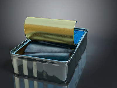 Open Metal Container With Rolled Aluminum Foil For Kitchen Supplies 3d model