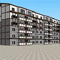 Modern Traditional Style Multi Story Residential Building With Balconies And Brick White Exterior