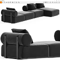 Modern Gray Upholstered Modular Sectional Sofa With Spacious Seats And Armrests 3d model