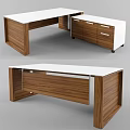 Modern Office Desk With Wooden Frame White Top And Storage Drawers
