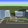 Modern Office Building Complex With Glass Facade And Contemporary Architecture 3d model