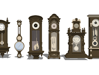 European-style floor clock wall clock floor clock combination 3d model