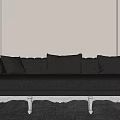 Luxury Black Leather Multi Person Sofa With Tufted Back Carved Legs And Decorative Pillows