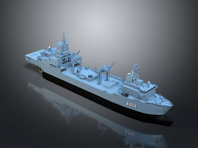 Detailed Naval Ship Model A294 With Gray Hull And Deck Equipment Antennas 3d model