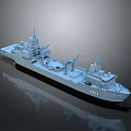 Detailed Naval Ship Model A294 With Gray Hull And Deck Equipment Antennas