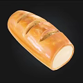 Golden Crust Long Loaf Bread With Top Slits Shiny Surface And Soft White Interior