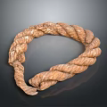 Sturdy Brown Thick Rope With Braided Texture And Loop Shape For Household Use 3d model