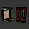 Dark Wood Traditional Storage Cabinets With Two Units One Open Interior Hanging Rod Design