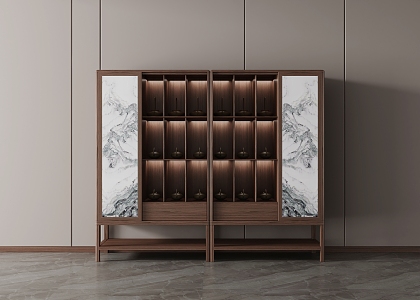 New Chinese Style Decorative Cabinet Decorative Cabinet High Cabinet Low Cabinet Side Cabinet Wine Cabinet Storage Cabinet 3d model