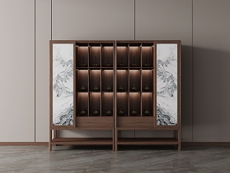 New Chinese Style Decorative Cabinet Decorative Cabinet High Cabinet Low Cabinet Side Cabinet Wine Cabinet Storage Cabinet 3d model