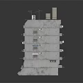 Gray Multi Story Building With Balconies Air Conditioners And Roof Equipment