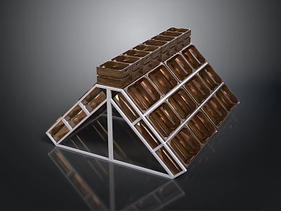 Practical Household Storage Organizer With Brown Square Compartments And Metal Frame Structure 3d model