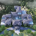 Detached Villa With Courtyard Swimming Pool Surrounded By Lush Greenery And Trees
