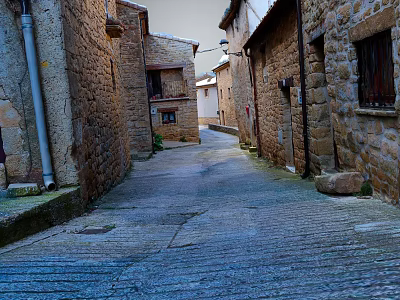 Modern View Of Historic Stone Alley With Cobblestone Pathway 3d model
