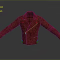 Stylish Red Leather Jacket With Diamond Stitch Design And Metal Buttons Detail