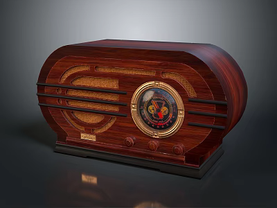 Vintage Wooden Radio Speaker with Round Dial and Classic Retro Design 3d model