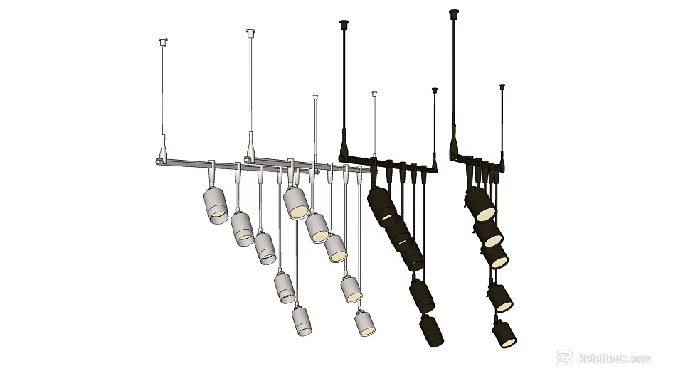 Modern Downlights And Spotlights With Track Mounted Design And Adjustable Angles 3d model