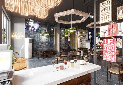 INDUSTRIAL LOFT RESTAURANT 3d model