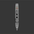 Modern Warship With Gray Hull Red Bottom Mast And Radar Systems