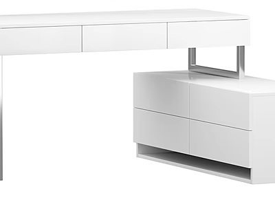 Modern White Dressing Table With Sleek Design And Multiple Storage Drawers 3d model