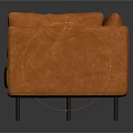 Orange Modern Two-Seater Sofa with Smooth Leather Surface and Black Legs in Interior