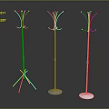 Modern Floor Standing Hanger with Three Different Designs and Black White Blue Bases