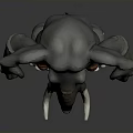 3D Character Elephant Creature Design with Large Ears White Tusks and Red Knee Details