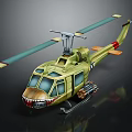 Olive Green Military Helicopter Shark Mouth Design Green Rotors and Weapons on Dark Background