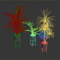 Various Green Indoor Plants In Metal Stand Pots For Modern Home Decor