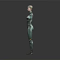 Futuristic Female Robot With Metallic Body Structure And Mechanical Joints