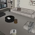 Modern sofa coffee table combination 3d model
